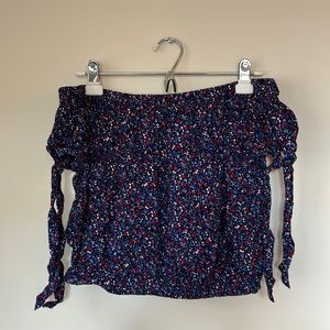 Red, white, and blue floral crop top. Women's medium
